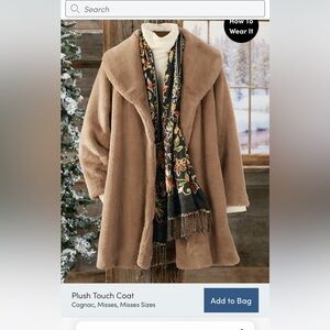 Plush Coat from Coldwater Creek. Sz medium, worn twice. Too big. wear sz 8/10